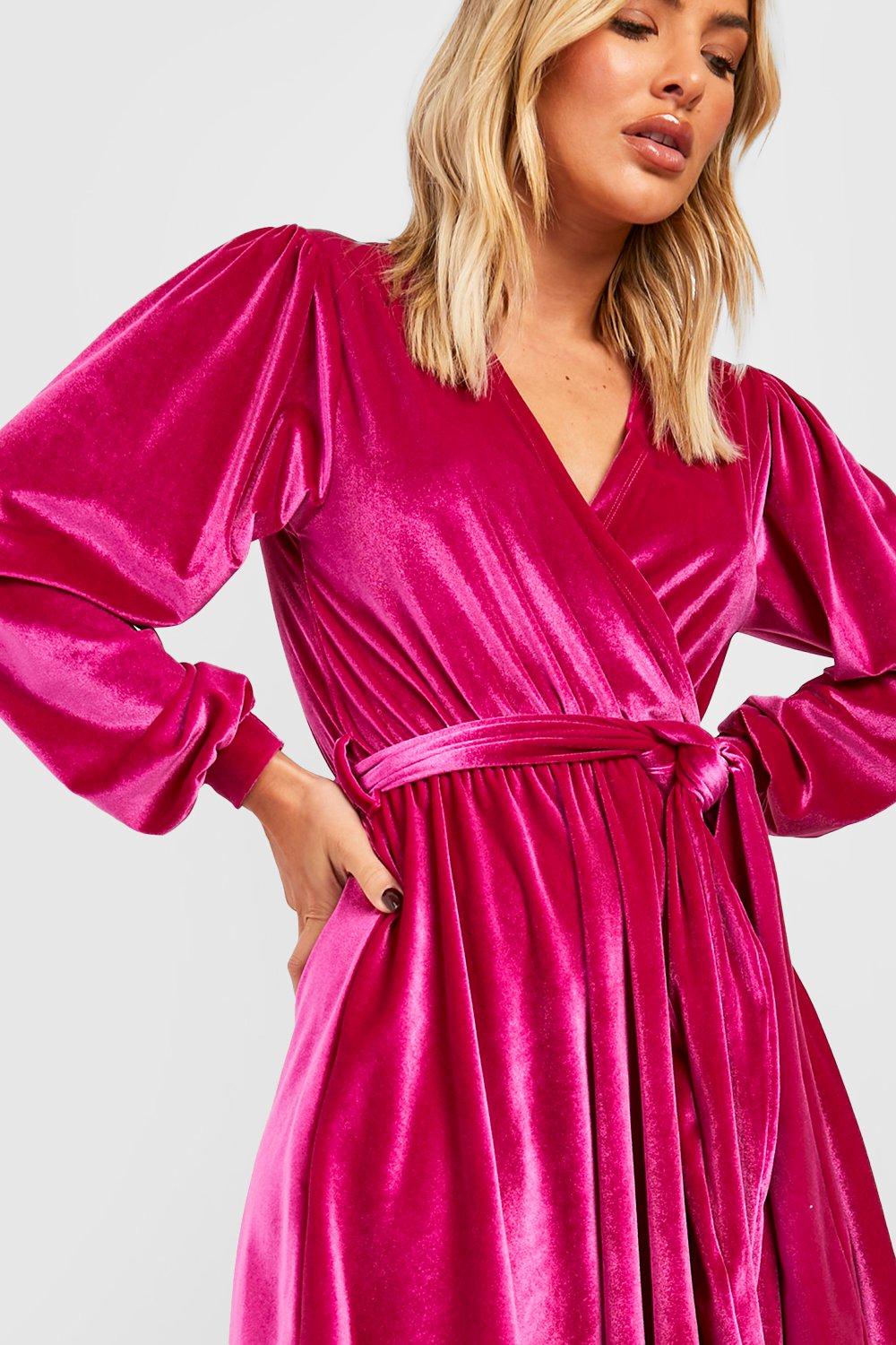 Velvet Plunge Wrap Skater Party Dress